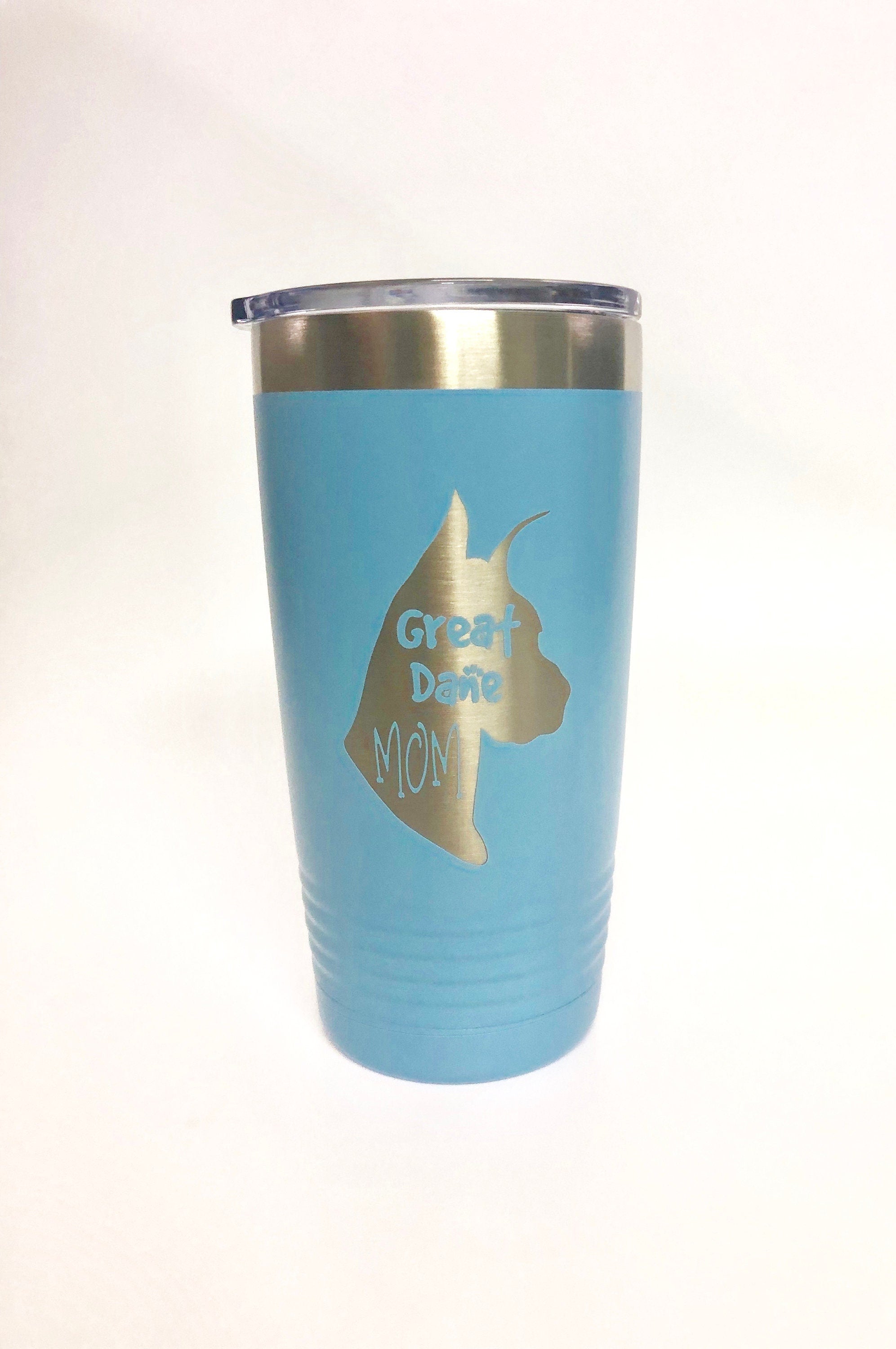 Great Dane Mom - Laser Engraved 20 oz insulated tumbler w/Clear Lid