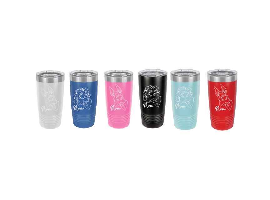 Great Dane Mom ~ Laser Engraved 20 oz insulated tumbler w/Clear Lid