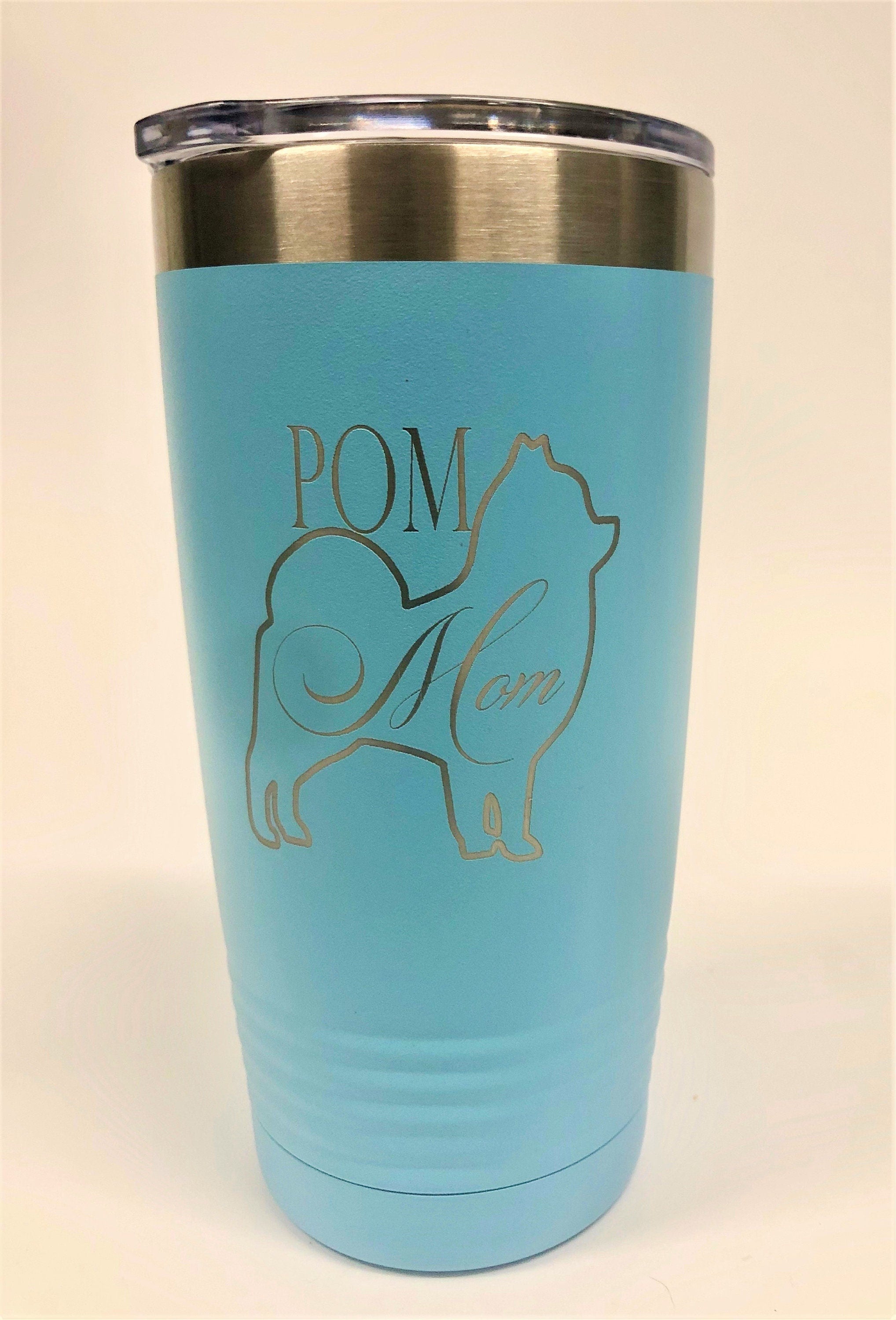 Pom Mom ~ Tumbler laser Engraved 20 oz w/Clear Lid