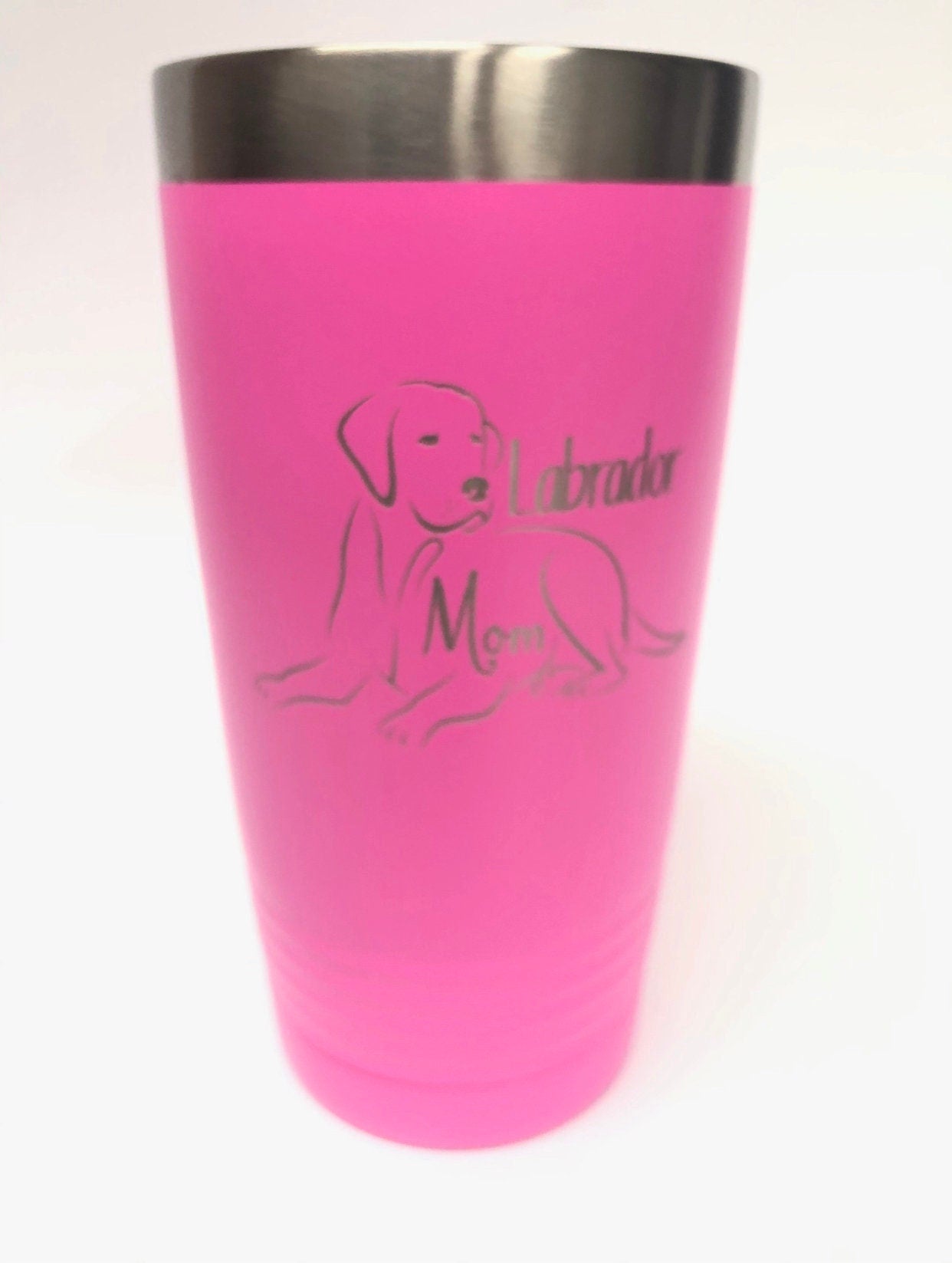 Labrador Mom~Stainless Steel tumbler laser Engraved 20 oz w/Clear Lid