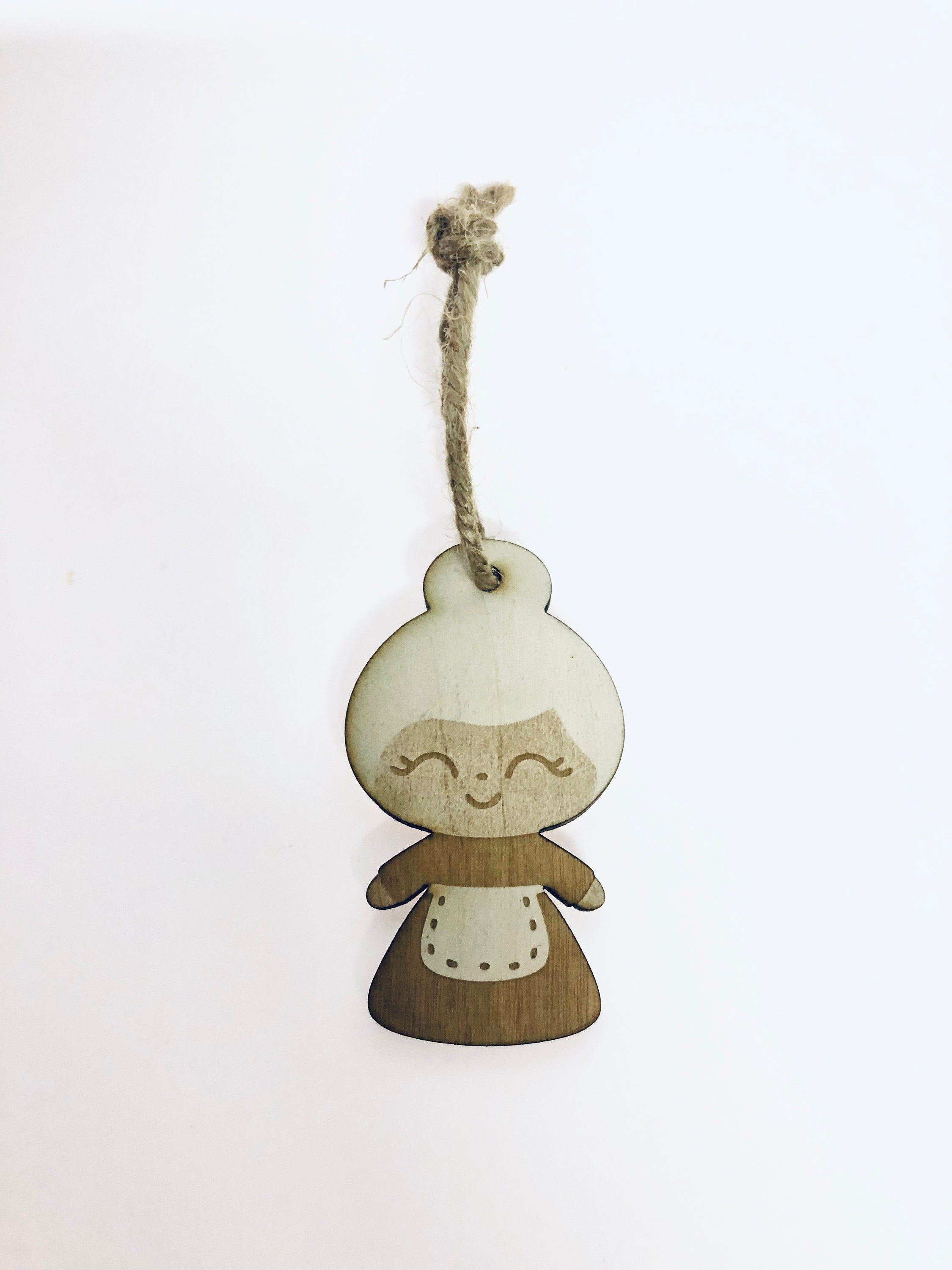 Wooden Christmas Tree Ornaments Santa and Mrs. Claus
