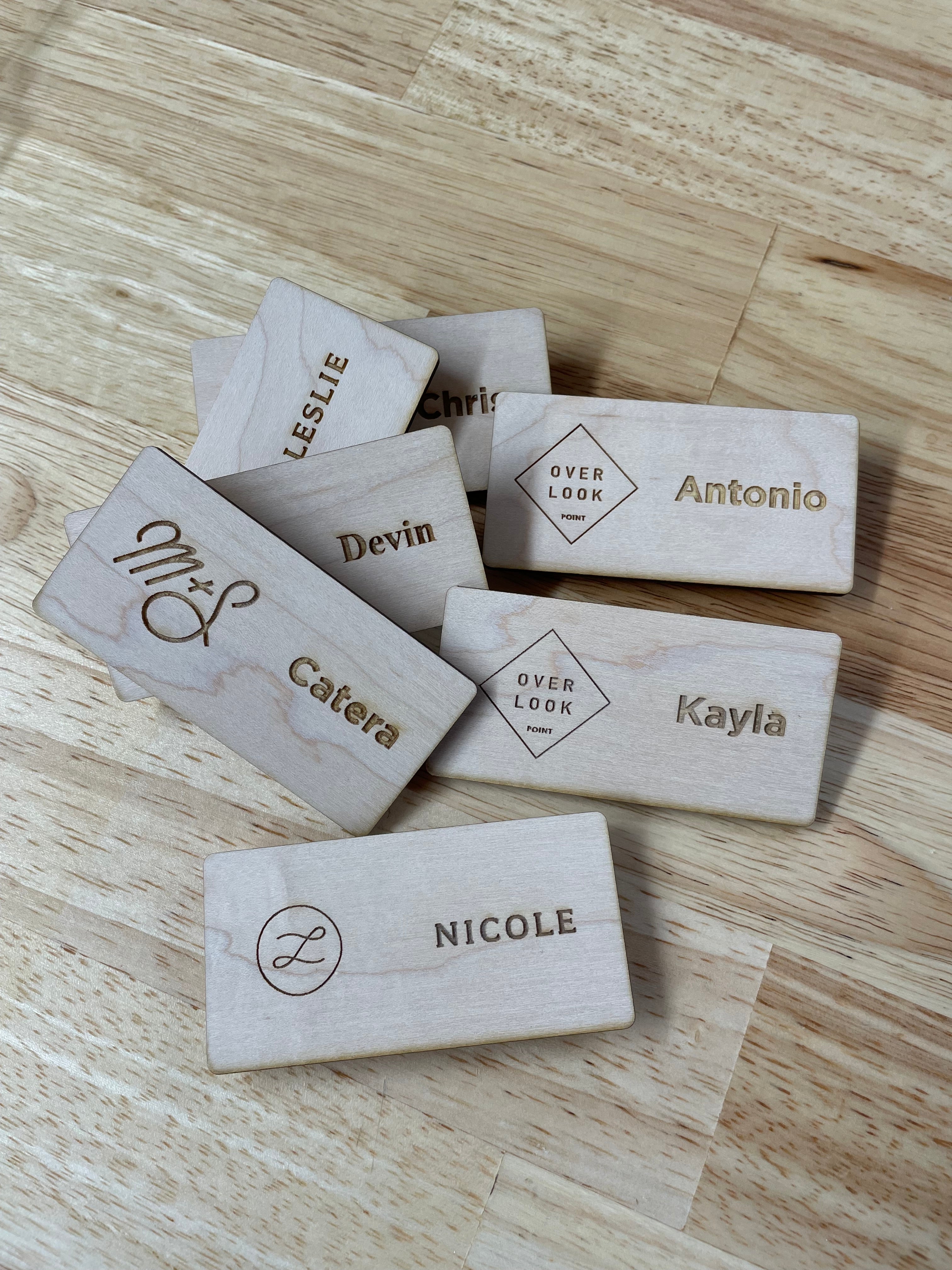Laser Engraved Wood Name Badges