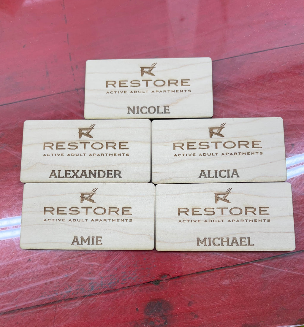 Laser Engraved Wood Name Badges