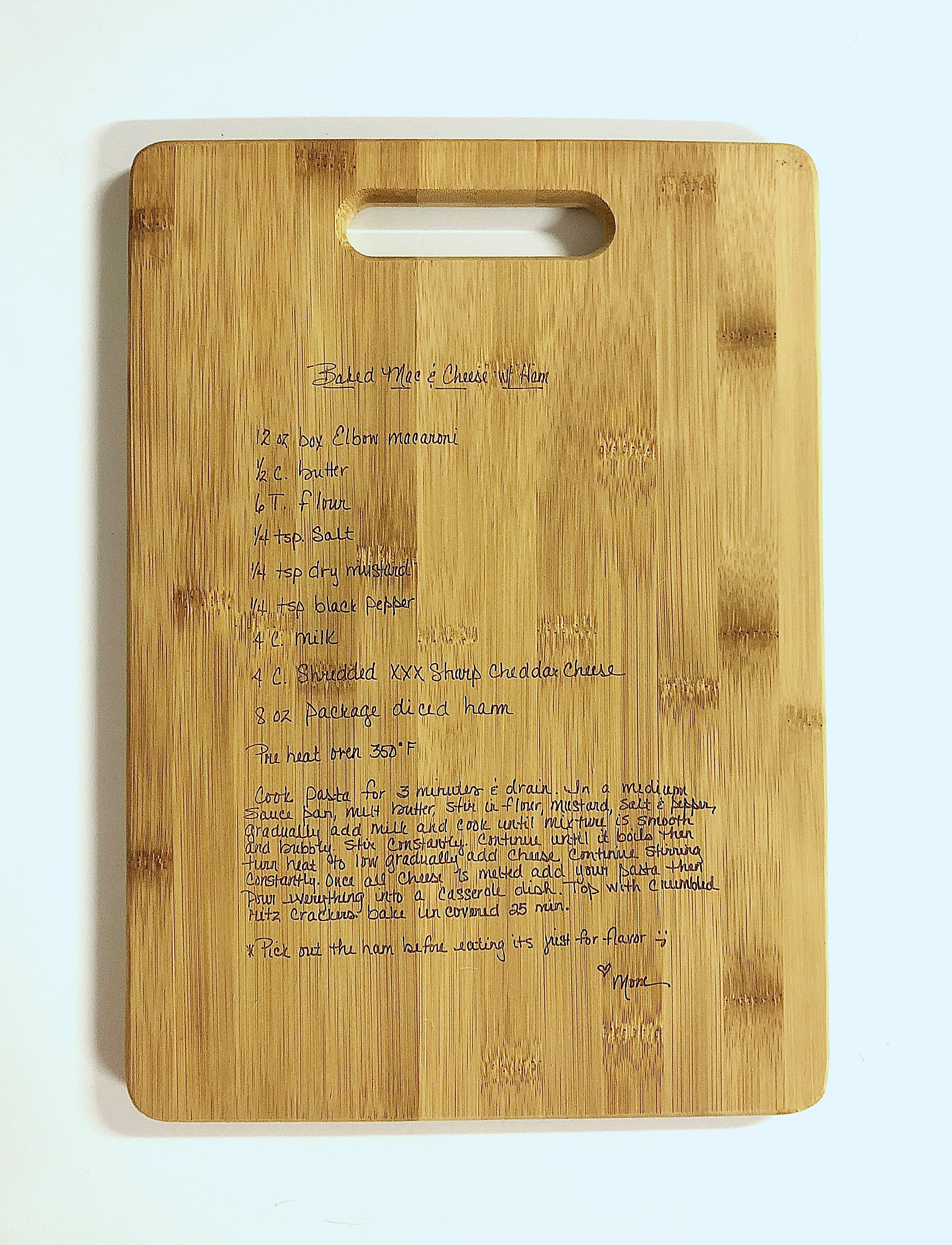 Bamboo Cutting Board - Custom Laser Engraved Family Recipe
