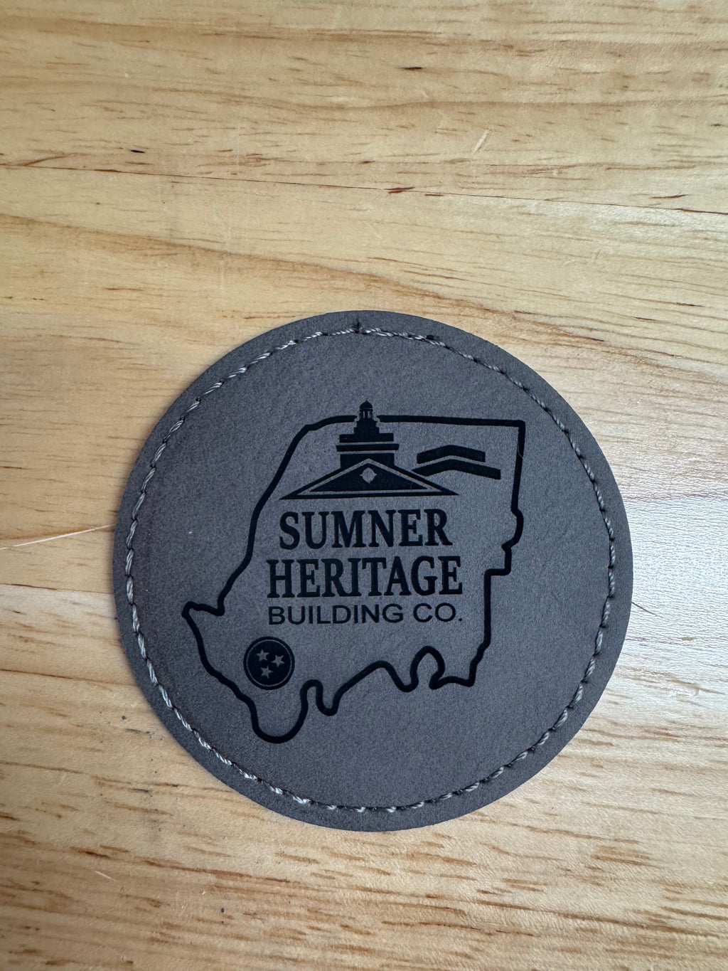 Laser Engraved 2.5” Circle Patch with Stitched Border