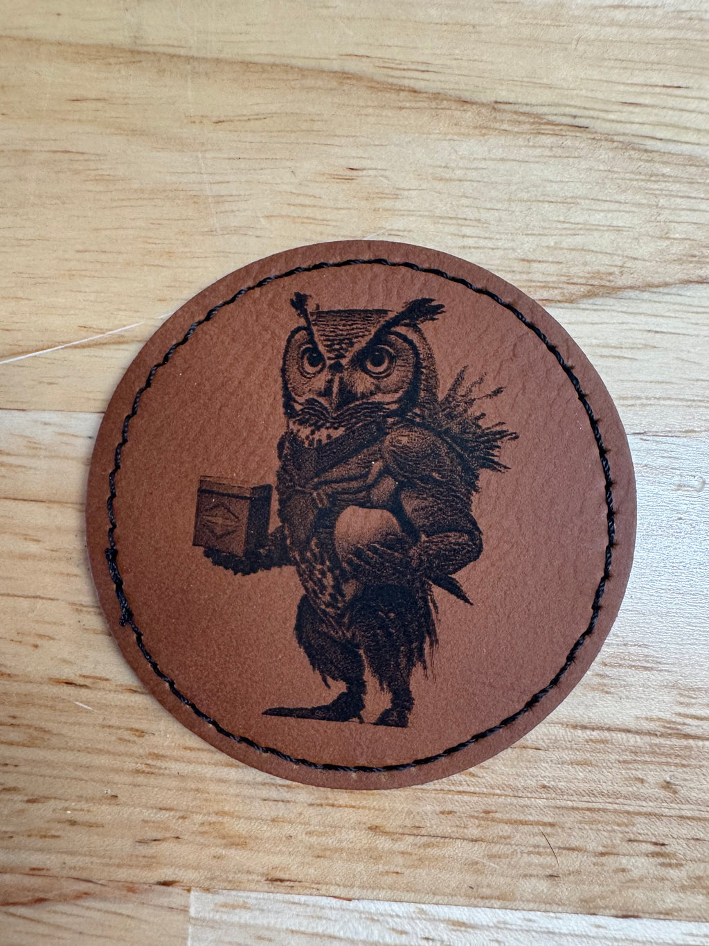 Laser Engraved 2.5” Circle Patch with Stitched Border