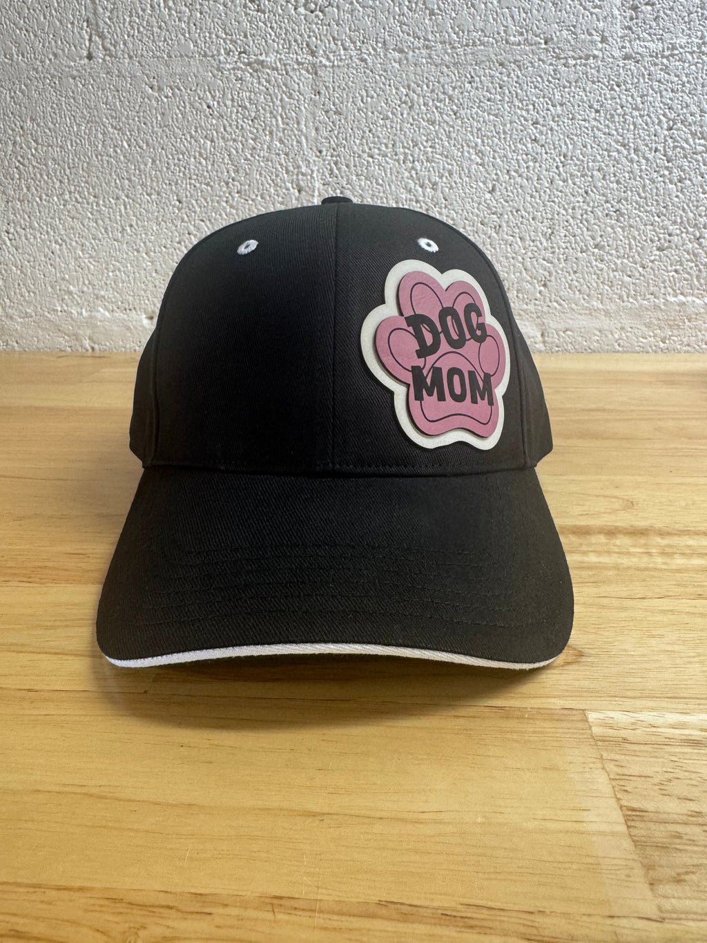 Dog Mom Hat – Black/White with Paw Print Patch