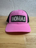 Richardson 112 “Momma” Hat – Pink/Black with Layered Leather Patch