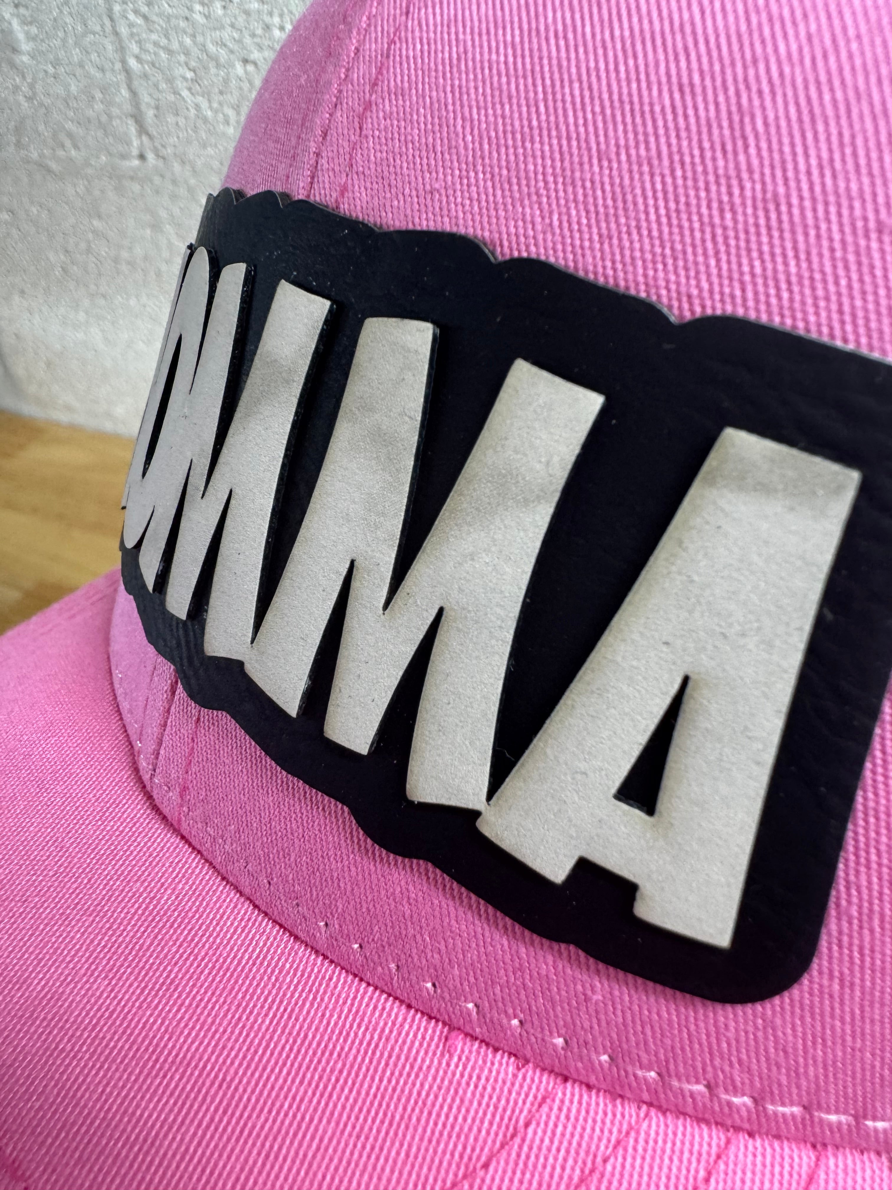 Richardson 112 “Momma” Hat – Pink/Black with Layered Leather Patch