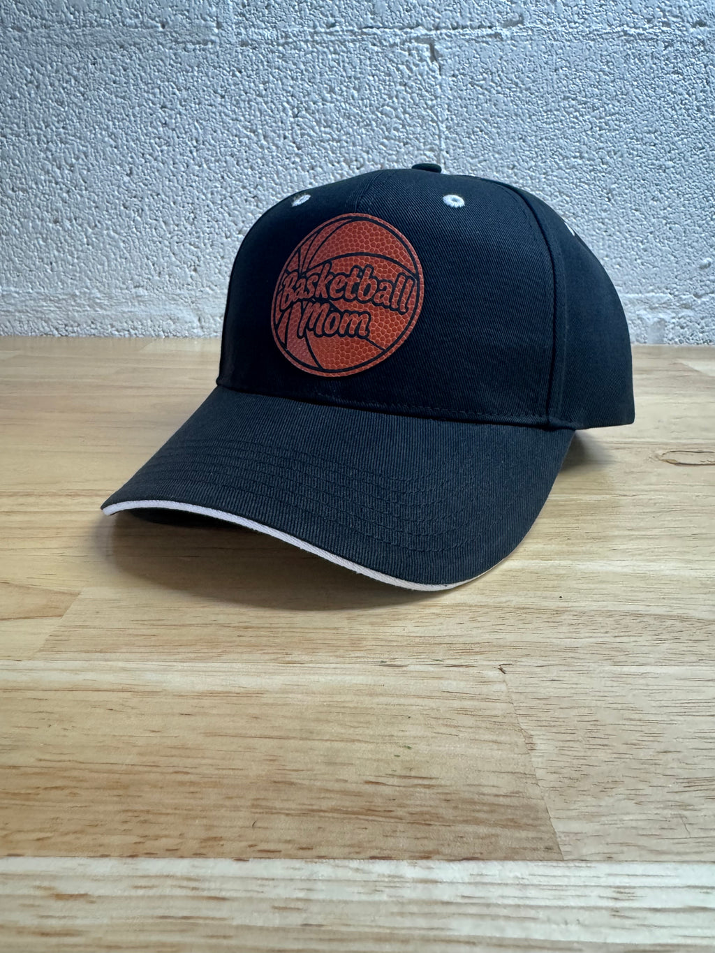 Basketball Mom Hat – Black with Basketball Patch | Ponytail Velcro Back