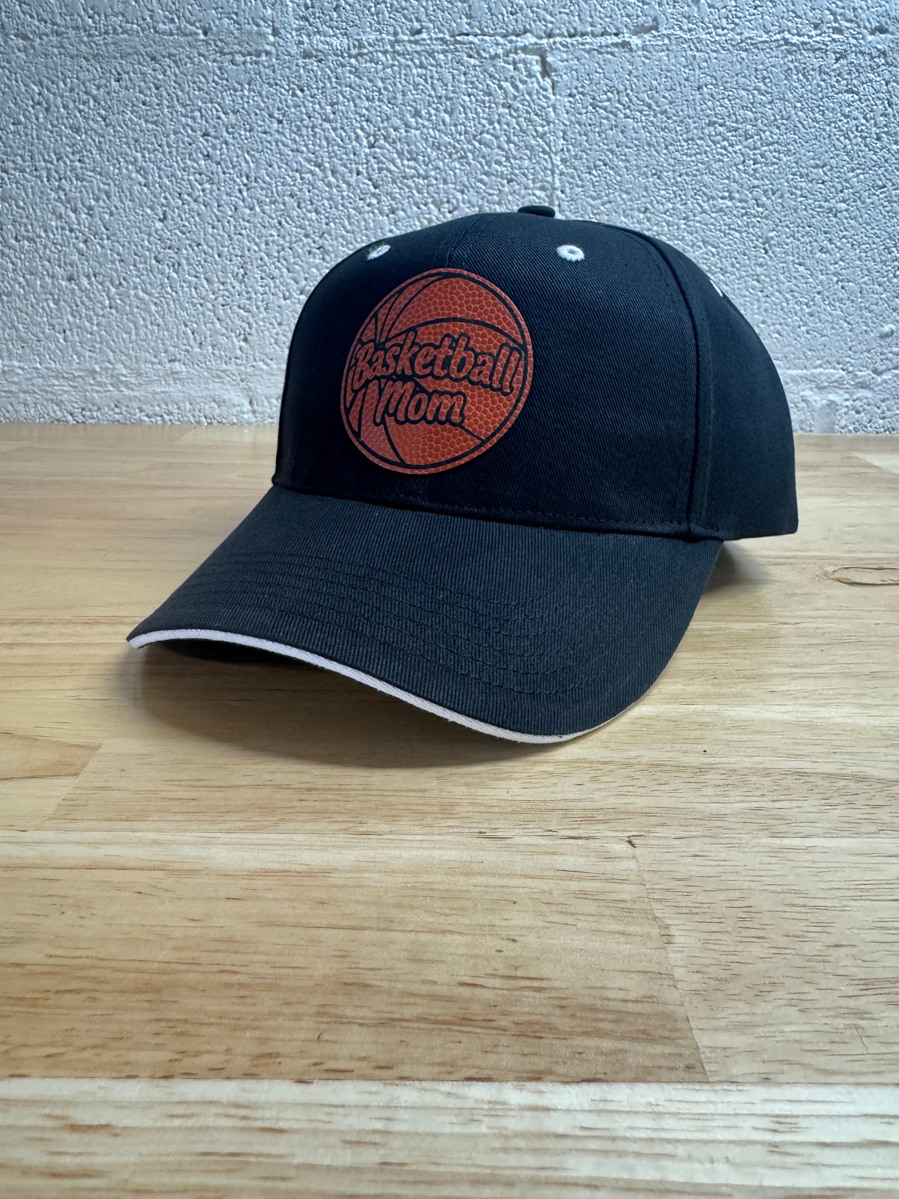 Basketball Mom Hat – Black with Basketball Patch | Ponytail Velcro Back