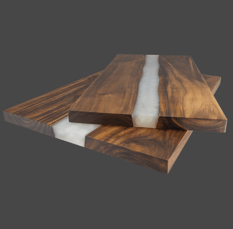 Acacia Serving Board with White Pearl Resin - 15 3/4" X 11 3/4"