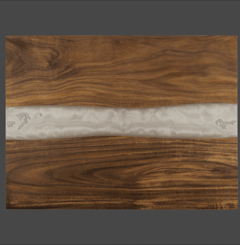 Acacia Serving Board with White Pearl Resin - 15 3/4" X 11 3/4"