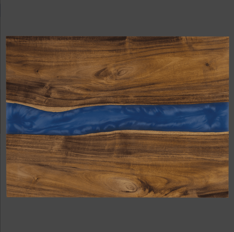 Acacia Serving Board with Blue Pearl Resin - 15 3/4" X 11 3/4"