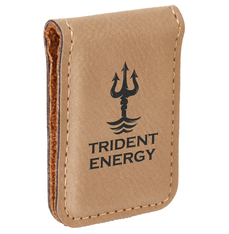 Light Brown Laserable Leatherette Money Clip – Custom Engraved