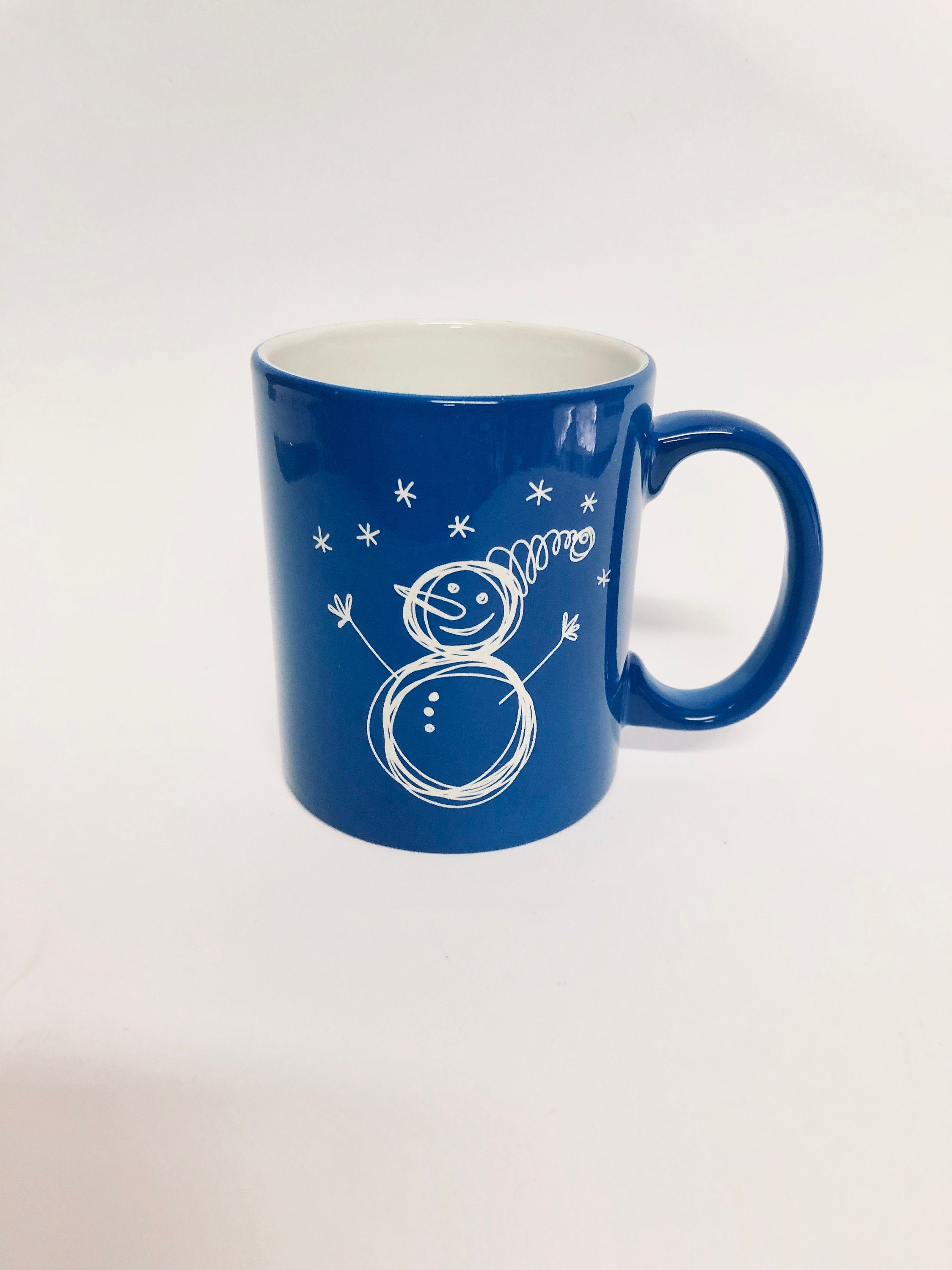 Ceramic Coffee cup, laser engraved Snowman design 11oz