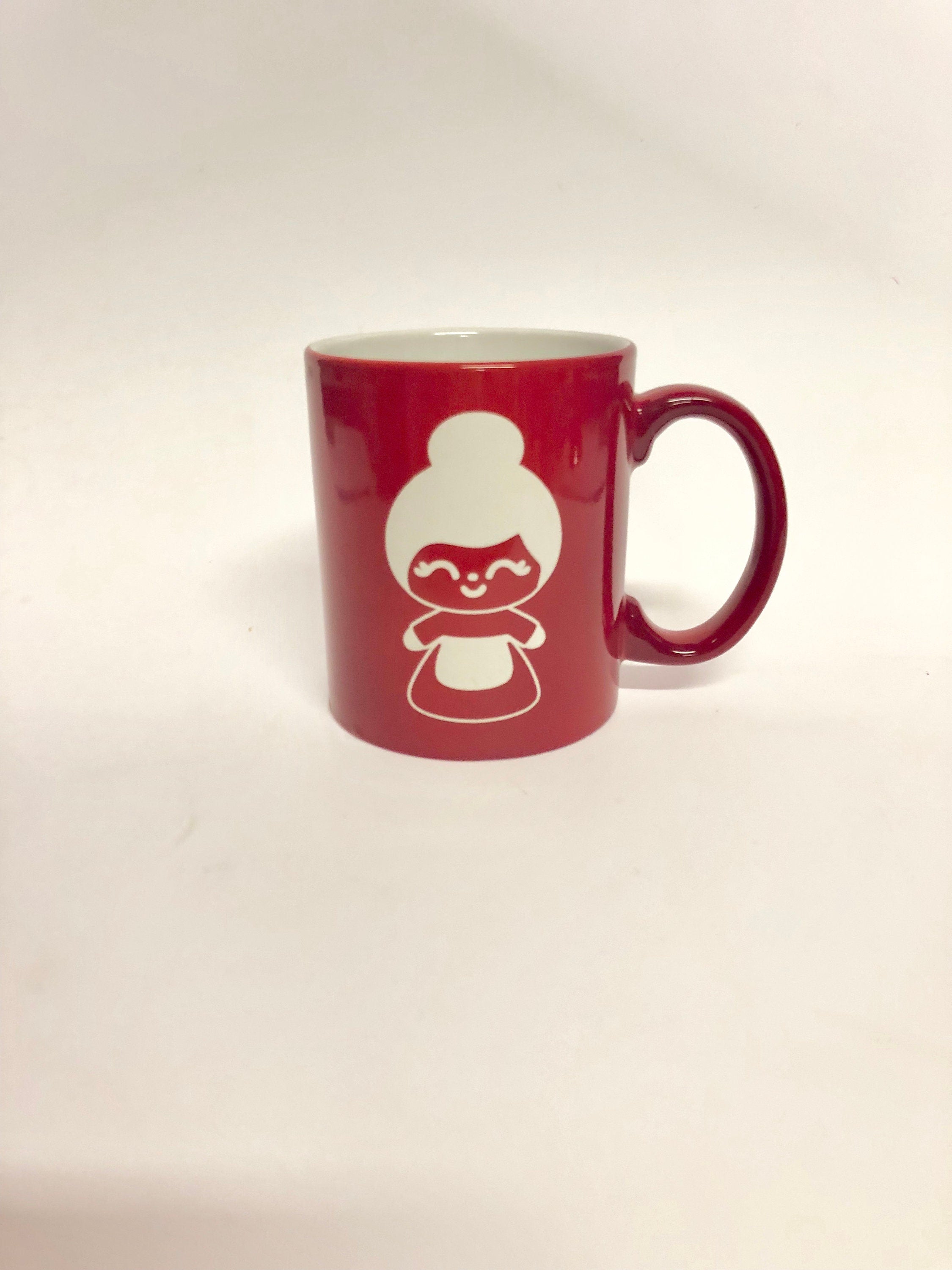 Ceramic Coffee cup - Laser engraved Santa and Mrs. Clause design 11oz, set of 2